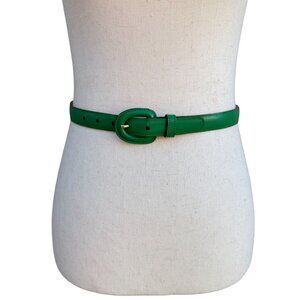 Calderon Vintage Womens Green Leather Skinny Belt Size S Preppy Professional